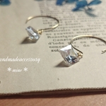 再販❤シンプル☆スクエアカットピアス(16kgp)