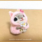 幸せのお守り　癒しの妖精✿momoちゃん　ピンクにゃんこコートminiバージョン