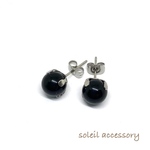 822【モリオン】天然石一粒ピアス＊8mm