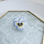 パンジー すみれ 刺繍 リング 指輪 13号 ニュアンスブルー ホワイト イエロー