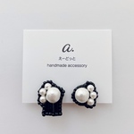 pierce／earring   black× perl  asymmetry