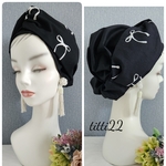 new【人気のリボン刺繍🤍🖤】 帽子にもなるヘアターバン
