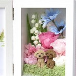 結婚祝い♪  トイプードル・ペットが選べる　お花のフォトフレーム　ピンクのバラ　 お誕生日