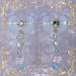 26-65cmドール 蝶々のヘアクリップセット 水色羽×Lt.ターコイズ