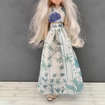 セット　リバティイルマブルー　タンクトップ+ロングスカート　ホワイトブルー　22cmドール ドール服　ピュアニーモ