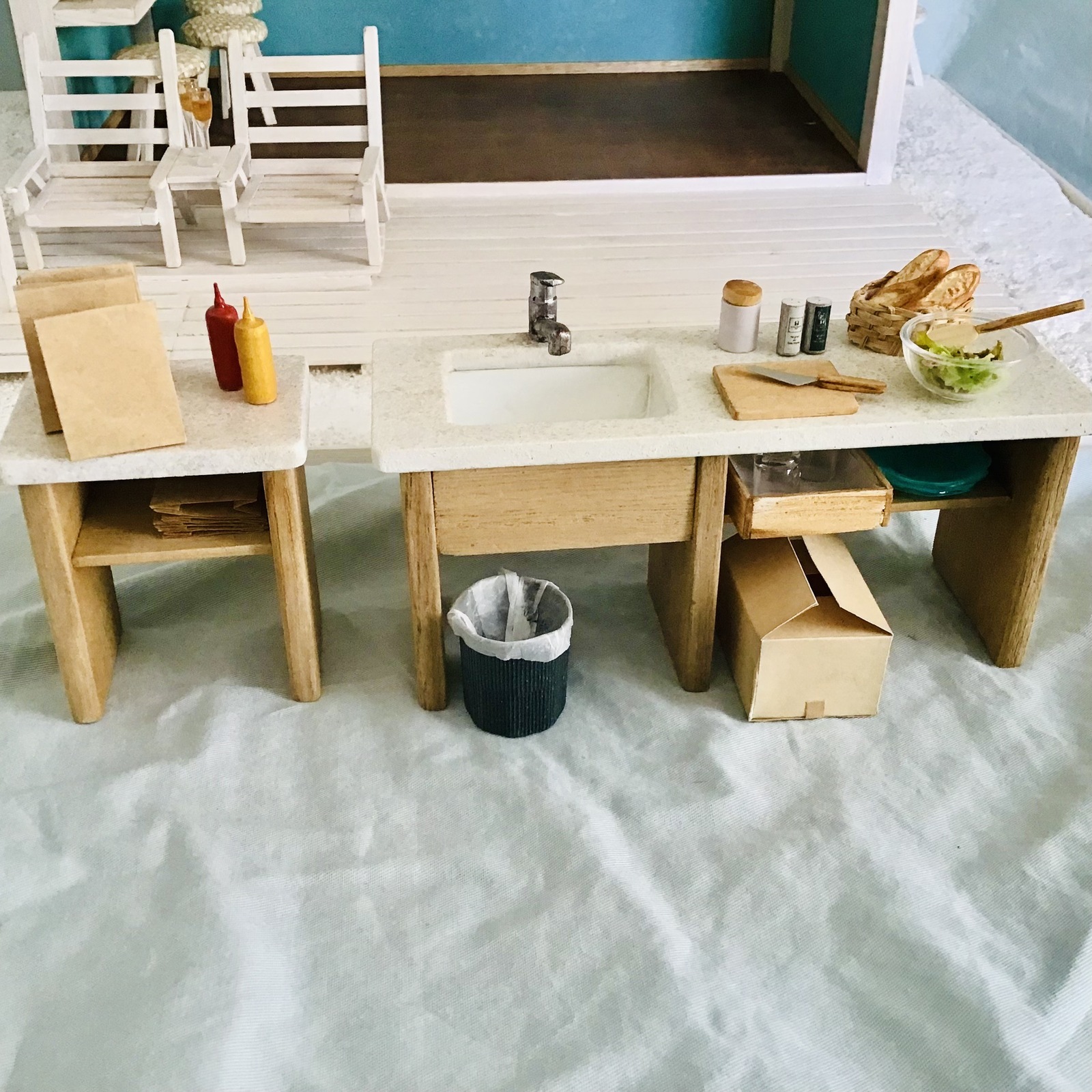 カフェ オンザビーチ ミニチュア ドールハウス インテリア置物 夏 海の