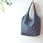 くったりバッグミニ　水辺の千鳥柄