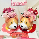 新発売ドライローズとカーネーションのコーギーフラワー🐶💕💐