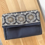 ジャバラの母子手帳ケース　インド刺繍×チャコールグレー　（２人〜）