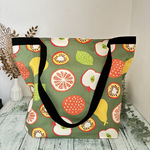 ハンドメイド　北欧柄　エコバッグ　肩掛けエコバッグ　コンビニバック　トートバック　サブバック　大きめエコバッグ　フルーツ柄