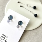cosmic＊blue＊2way 金属アレルギー対応  ハンドメイドアクセサリー 天然石 透明感 涼しげ