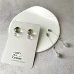 cosmic＊green＊2way 金属アレルギー対応  ハンドメイドアクセサリー 天然石 宇宙 透明感 涼しげ