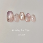 ネイルチップ　バカラネイル　twinkling  rose stripes  マグネットネイル　送料無料