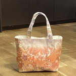 帯のリメイクトートバッグ　花と蝶