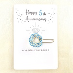 〈結婚記念日〉水引リングのアニバーサリーカード【ブルー】〈使える水引リングのクリップ付き 〉数字入れ（お試し価格）　相生結び　封筒またはOPP袋付き　