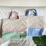 【床につかない！！】入園入学レッスンバッグ手提げ絵本袋リバーシブル39ゆめかわ女子のパステル水族館サメいるかシャチチンアナゴクジラタコ魚海の生き物★縫い付けお名前小学校キルティングマチくすみニュアンス