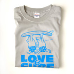 波乗り猫とカエルのTシャツ（ライトグレイ）【L】男女兼用