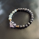 BL370-664ピンクアベンチュリン+marble JADE asymmetry 17㎝*天然石ブレスレット　[送料無料]  