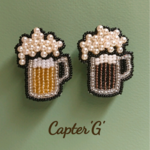 ビールジョッキビーズ刺繍ブローチ