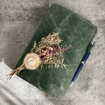 イタリアンレザー　A5 ノートカバー　手帳カバー　マヤレザー　ダークグリーン　深緑