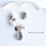 ＊新色スワロフスキー＊イヤーカフ&ピアス(イヤリング)＊dark gray＊