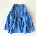 透け感を楽しむブラウス　ラミーリネン　ふんわり　ブラウス　funwari blouse linen ブルー