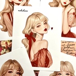 nohohons人物ステッカー cute girl RED