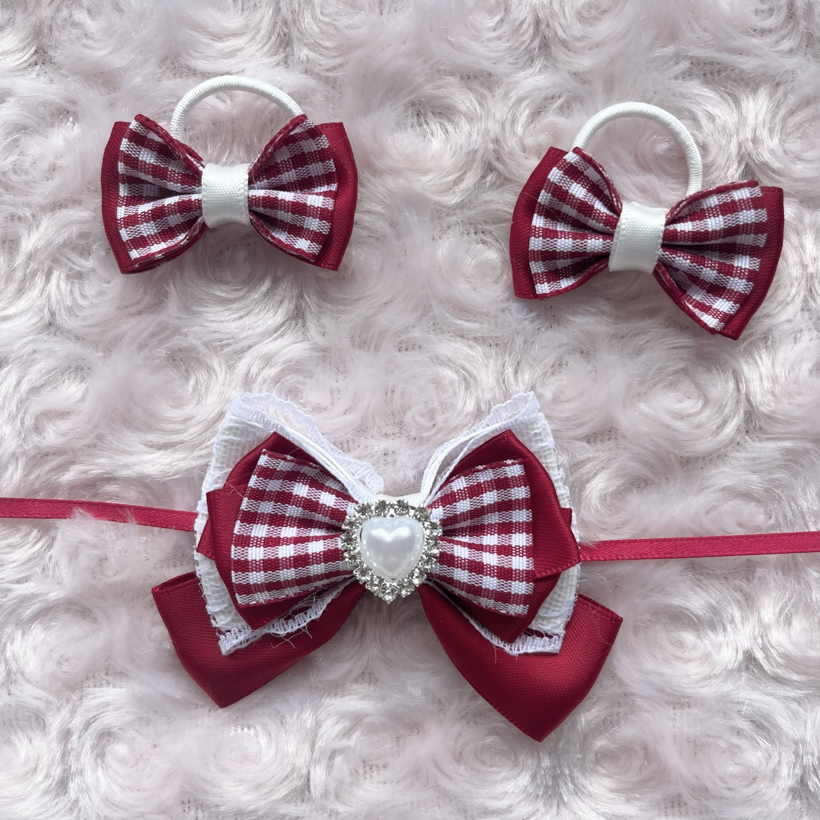 【まきびし】 ぬいぐるみ用リボンチョーカー ハンドメイド ぬいぐるみ用 リボンチョーカー 赤 - リボンショップオルセット