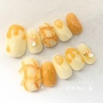 とろ～りハチミツ♪ぷっくりオレンジネイルチップ