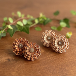 ✨再販売受付中✨つまみ細工×革 - ダリア　ピアス　イヤリング