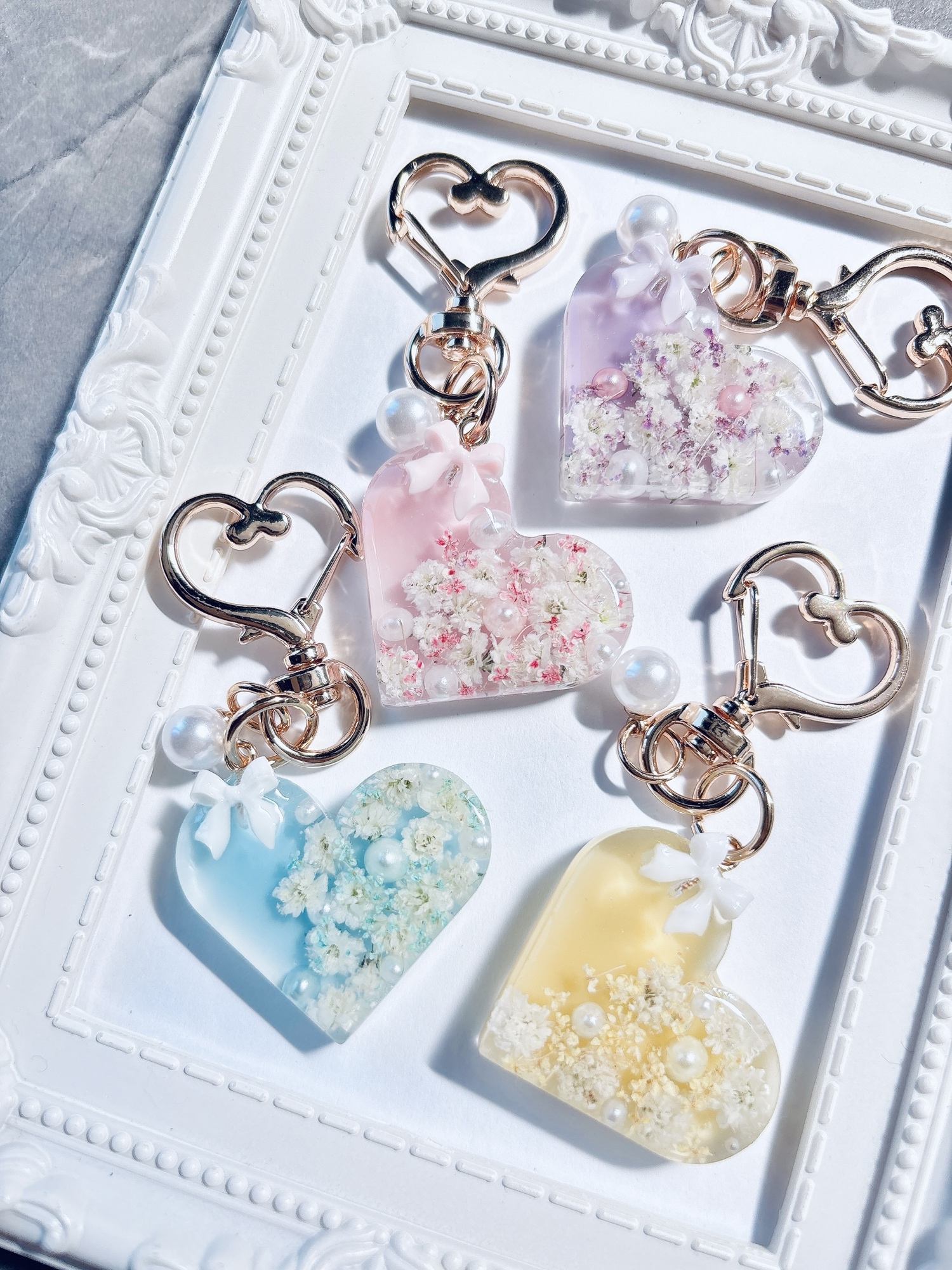レジン ドライフラワー キーホルダー ブーケ レジン名入れ キーリング