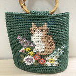 猫の編み込み模様が可愛い♪ マニラ麻のサマーバッグ