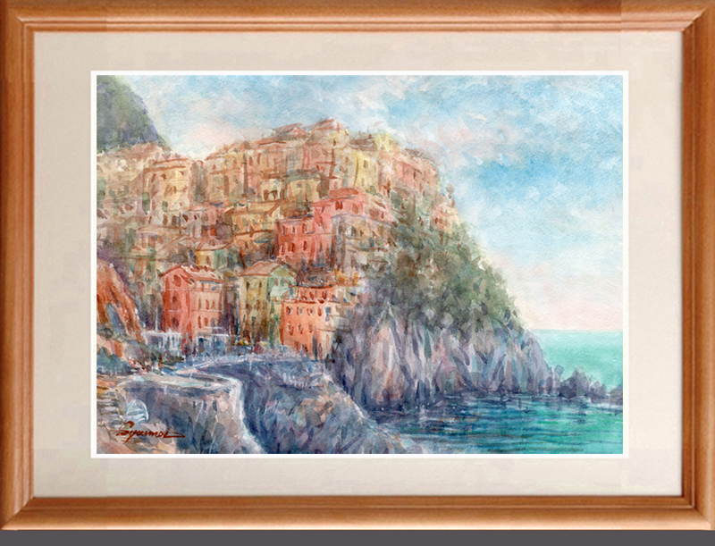 注文制作します 水彩画原画 富士山と春景色 4（＃441