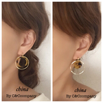 《再販》べっ甲 ダブルリング ピアス/イヤリング フープ   丸