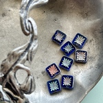 【2コセット】#czech beads #チェコビーズ　square star10㍉角 cobalt blue/picasso