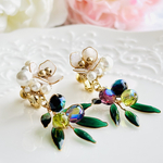 可憐な小花とオリーブの枝葉イヤリング/ピアス