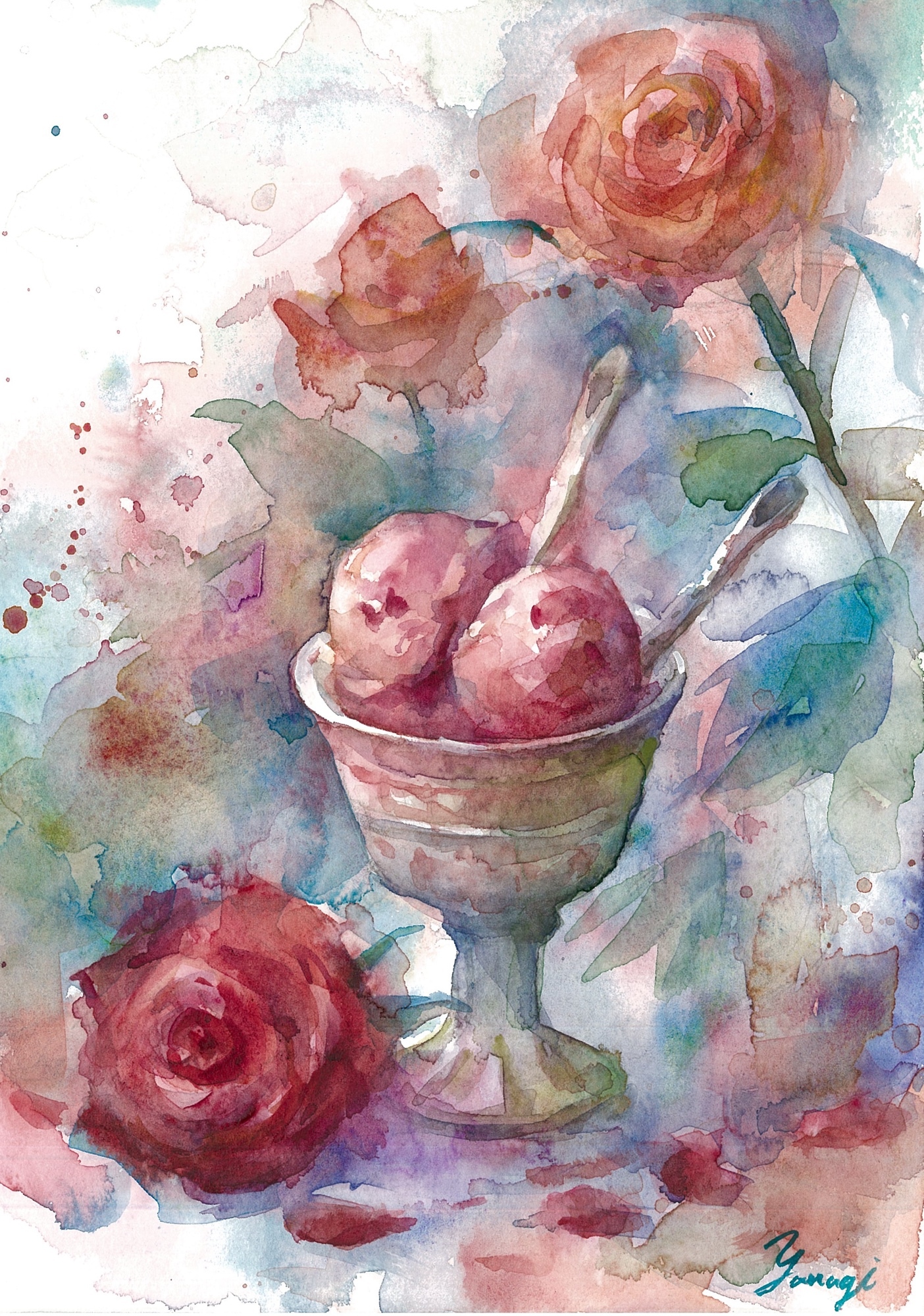 青 薔薇 - 絵画の人気通販 | minne byGMOペパボ 国内最大級の