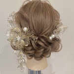 《new》揺れる髪飾りanemone(mixカラー)下がりset【受注制作】結婚式/成人式/卒業式ヘアアクセサリー