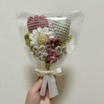 【受注制作】枯れない花束 ピンク グレー ホワイト 鍵あみ ブーケ