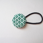 秋色＊お花の刺繍ヘアゴム《グリーン》