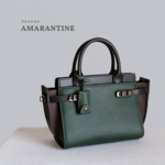 限定セール　２Wayお洒落なミックスカラー牛革ショルダーバッグ肩紐2本付きグリーン