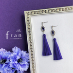 【小ぶり】ジュエリー タッセル #マーキス  col.杜若【ピアス/イヤリング】華奢 フリンジ クリスタル ガラス ビジュー パープル 紫