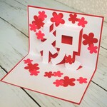 ポップアップカード「祝」‼☆白＆赤い花