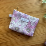 ラミネートポーチ　14cmファスナーポーチ　花柄　リバティ風　ピンク
