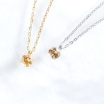 【天然石シトリンの一粒ネックレス】黄色 イエロー 5mm つけっぱなしOK サージカルステンレス 金属アレルギー対応 シンプル