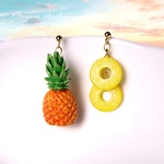 こだわりのまるごとパイナップル&カットパイナップル🍍 ミニチュアアート（ピアス / イヤリング）   