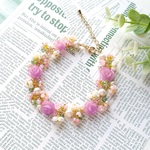 薔薇と小花のブレスレット＊パープル