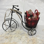 【三輪車有り無し選択】ミニチュアパーティーセットの花籠三輪車　ウェディング　ペーパークイリング　籠オブジェ　ペーパーフラワーワインボトル　ペーパークイリング