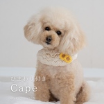 ひまわり付きケープ（ケープ、つけ襟、スタイ、犬、猫、リボン）
