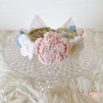 パステルカラーの花冠🌸👑  手編み